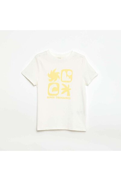 KIABI تيشيرت أبيض مطبوع رسالة