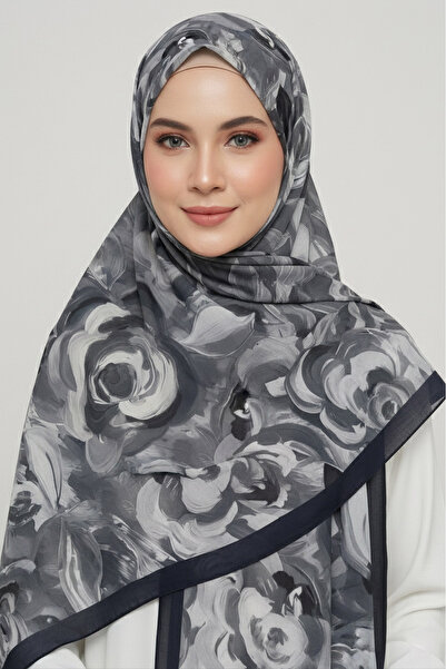 TOFİSA Flower Garden Series Cotton Shawl Black - 28090-Black