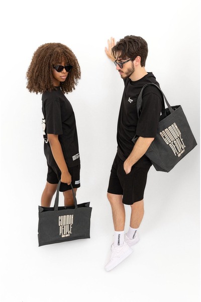 Common People Townie - Orta Boy - Mumlu Kanvas - Siyah Çanta