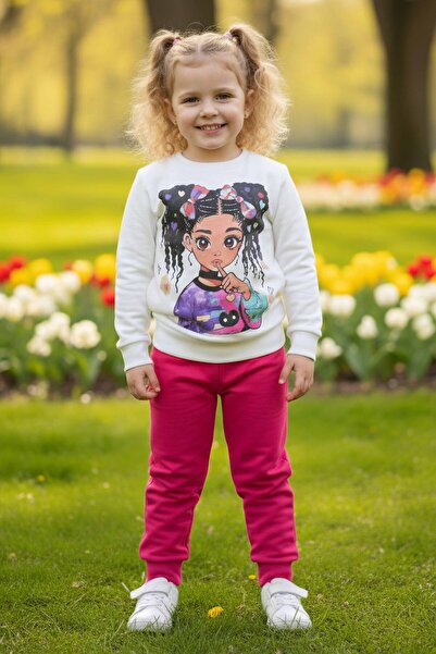 TOFİSA Детски пижамен комплект с фуксия принт - 28108-FUSYA