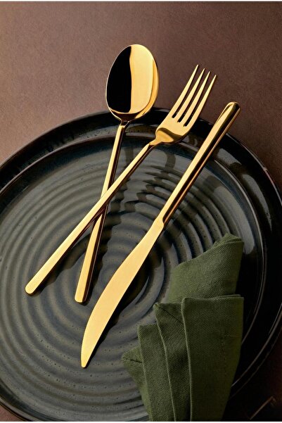 ÖZLİFE İnci̇ 72 Piece Cutlery Set Titanium Gold