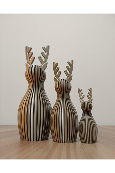 LUBIKO STUDIO 3'lü Dekoratif Geyik Seti - Hafif ve Sağlam Plastik Biblo - Düş...