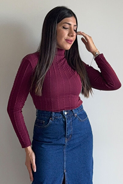 CİDDE Bluză guler ridicat Textured Twist din material subțire pentru femei