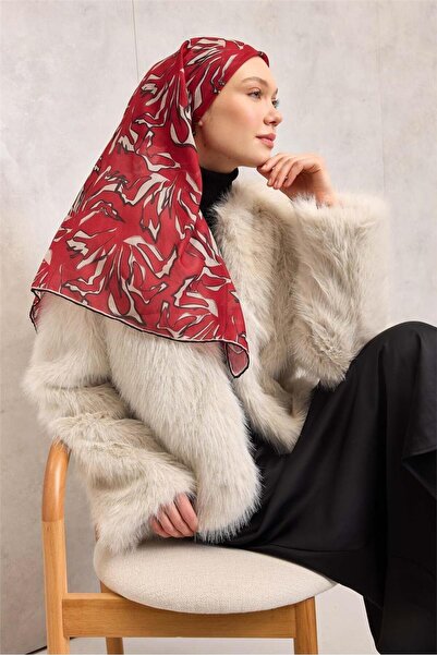 Silk Home Eșarfă moale din bumbac poliester model abstract roșu 90x90