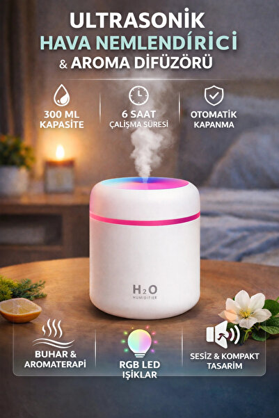 Seçkin Trend 300 ML Ultrasonik LED Işıklı Hava Nemlendirici Aroma Difüzörü
