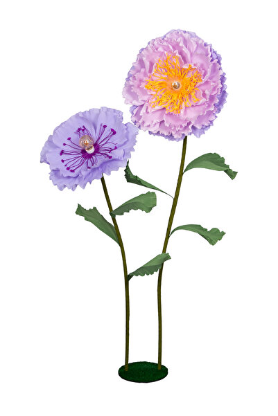 Lilyna Design İkili Lila Çiçek Lambader, Dekotratif, Şık, Çok Amaçlı Kullanım