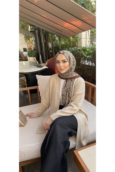 Püsküldükkan Etnik Desen Pamuk Soft Kahverengi