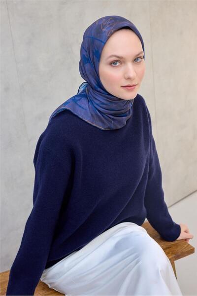 Silk Home Eșarfă moale din bumbac poliester cu model frunze violet 90x90