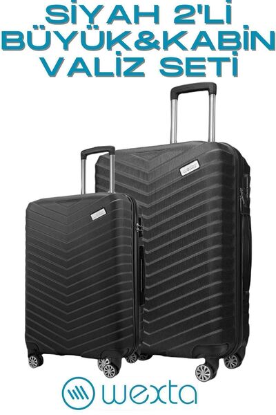 Wexta WX-1001 Siyah Büyük&Kabin 2'Li Set Valiz