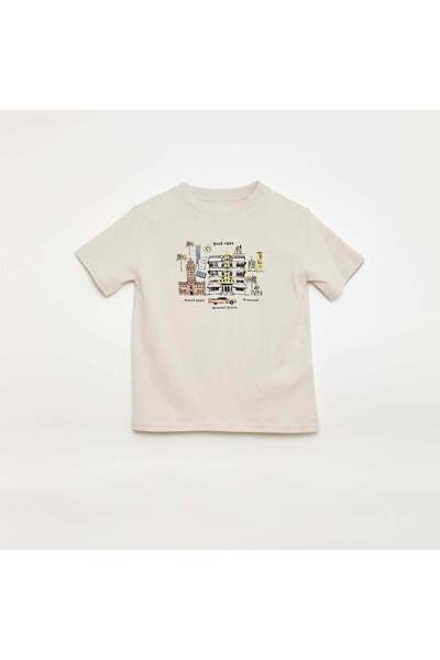 KIABI Printed Short-Sleeve T-Shirt BEIGE