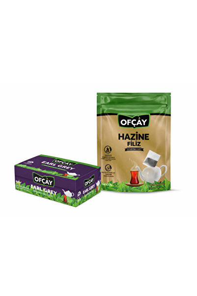 Ofçay Earl Grey Demlik Süzen Poşet 48’li & Hazine Filiz Dökme Siyah Çay Seti