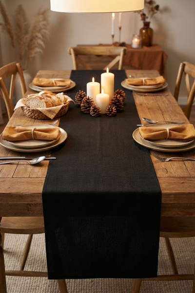 YUNUSOĞLU HOME Decorative Bohemian Black Runner - Dining Table and Living Roo...