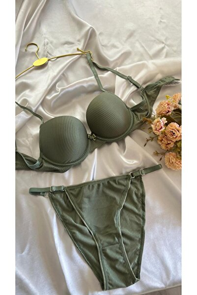 NİVENE Khaki Double Padded Double Push up Bra Set
