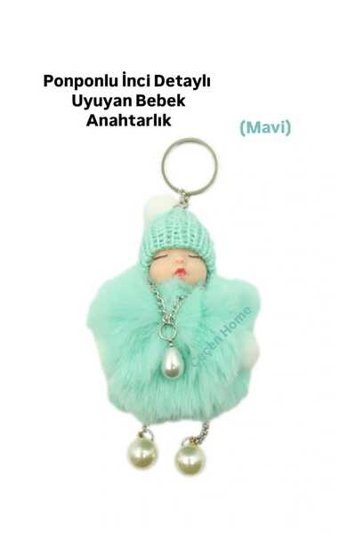 ÇEÇEN HOME (1 Τεμάχιο) Λούτρινο Μπρελόκ Κούκλας Ύπνου με Λεπτομέρεια από Πέρλ...