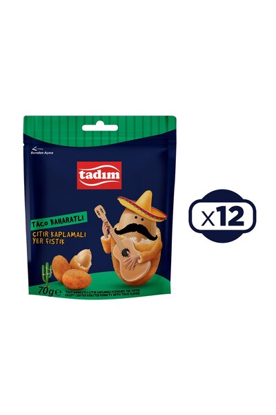 Tadım Taco Baharatlı Çıtır Kaplamalı Yer Fısrtık 70 Gr x 12 Adet