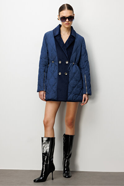 Trenç Düğmeli Beli Ayarlanabilir Kapitone Mont 5939