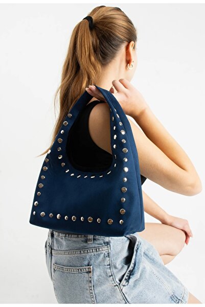 grand coco Geantă de mână și de umăr elegantă, din piele întoarsă, albastru m...