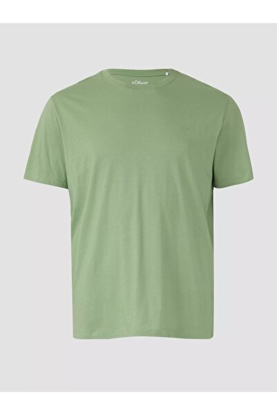 s.Oliver Big Sizes Men's big size T-shirt, with scoop neck, cotton, Light green