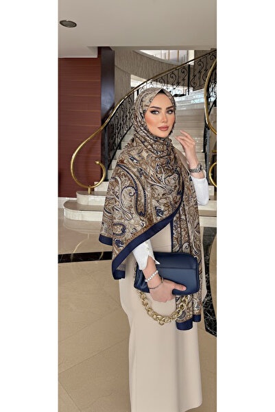 Püsküldükkan Etnik Desen Baskılı Pamuk Soft Lacivert