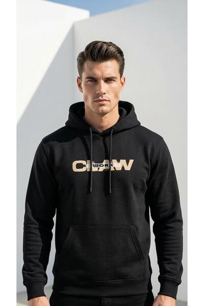 CLAW UP WORK Hanorac esențial supradimensionat |   Imprimeu negru (Unisex, bu...