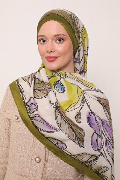 Luvensa Oil Green Luvensara Leaf Pattern Flora Shawl