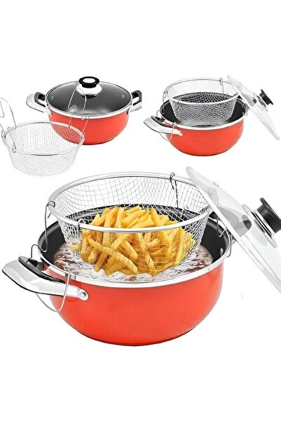 Smart Kitchen 24cm non-stick frying pan and cooking pot with a mesh oil drainer