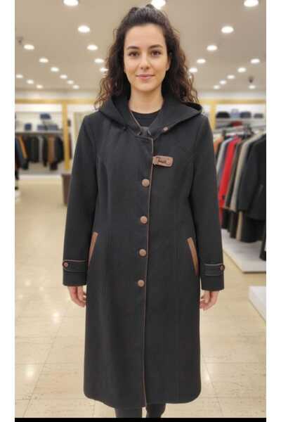 güncüoğlu Seri̇ End Seyyar K Hooded Women's Leather Buttoned Coat with a Leng...