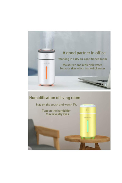 Generic جهاز ترطيب هواء صغير محمول يعمل بمنفذ USB، مزود بموزع هواء بالموجات ف...