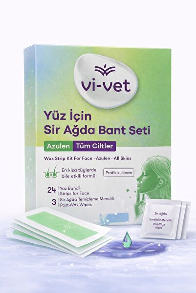 Vi-vet Azulen Yüz Ağda Bandı 24’lü - Tüm Ciltler İçin + 3 Temizleme Mendili