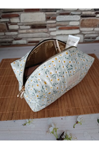 ÖZLEM HANDMADE حقيبة مكياج كبيرة الحجم بنمط ديزي