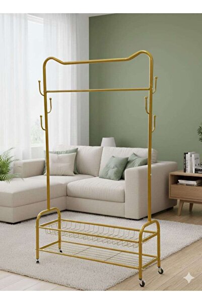 Generic رف ملابس متعدد الأغراض بلون ذهبي معدني