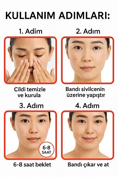 efero Bandı, Hidrokolloid Bant, Şeffaf Akne Bandı, Pimple Patch 72 Adet