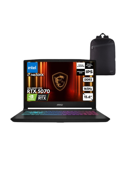 MSI Katana 15 HX i7-14650HX 32GB 2 TBSSD RTX5070 15.6" Freedos + S.Çantası B1...