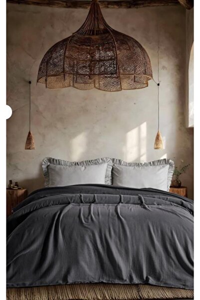 Doqu Home Natura Muslin Multi-Purpose Blanket Double Size Dark Gray