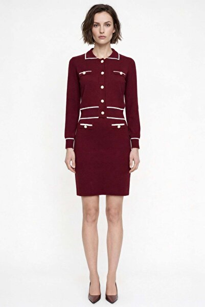 ON Ornamental Buttoned Above-The-Knee Knit Skirt