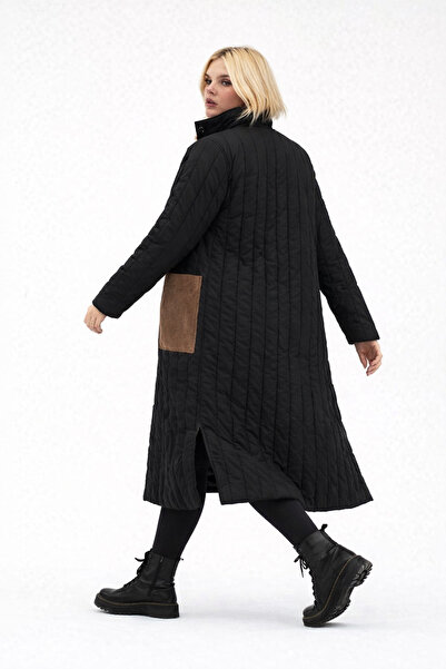 SEEMORE TEKSTİL Kapitone Detaylı Cepli Uzun Kaban – Şıklık ve Sıcaklık Bir Arada