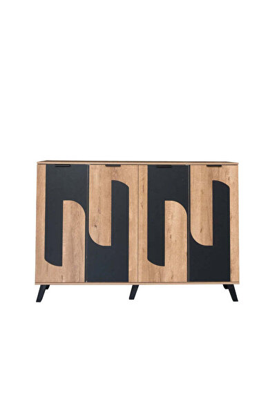 Lande Rack Cabinet خزانة أحذية خشبية بأربعة أبواب وخمسة أرفف