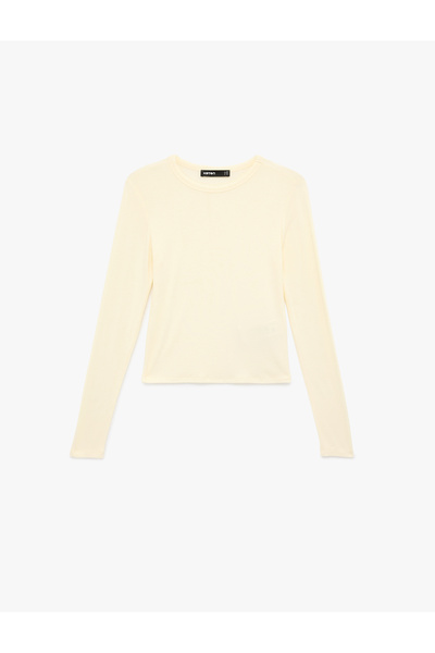 Koton Viscose Slim Fit Long Sleeve Crew Neck T-Shirt