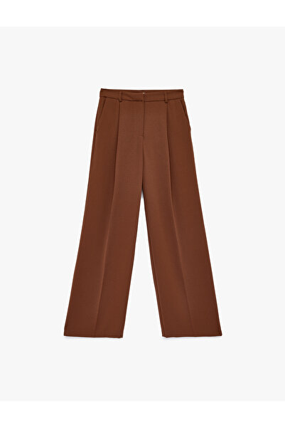 Koton Pantaloni cu picioare largi plisați, cu detaliu de buzunar în talie nor...