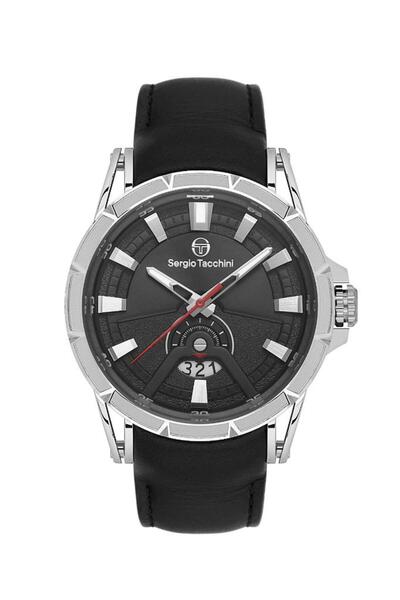 Sergio Tacchini St.1.10455-1 Leather Cord Black Color Men's Wristwatch with C...