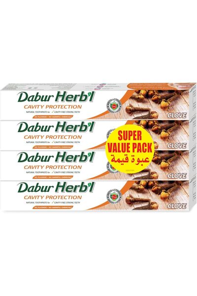 Dabur معجون أسنان عشبي بالقرنفل لحماية الأسنان من التسوس، 4 × 100 غرام
