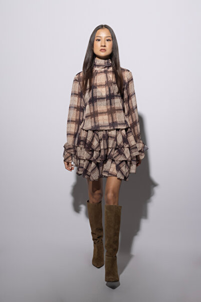 Nisan Rochie scurtă cu volane și carouri