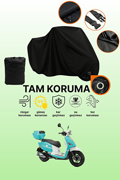 dokaca Black Lock Compatible with Rks Neon 125 Compatible Motorcycle Tarpaulin