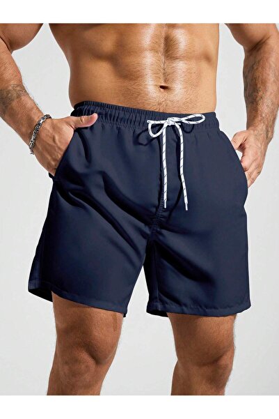 ZİYMO Pantaloni scurți din bumbac pieptănat cu șireturi pentru bărbați