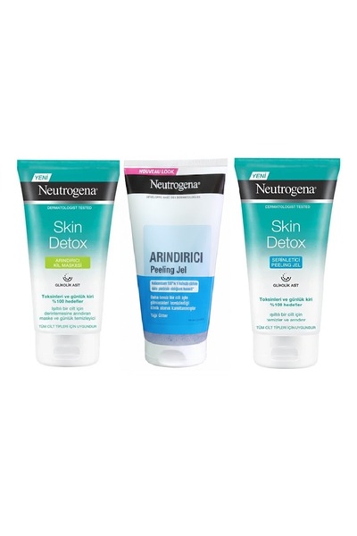 Neutrogena Skin Detox Purifying Clay Mask, Purifying Peeling Gel and Skin Det...
