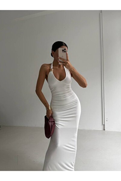 vuvutasarım New Season Accessory Detailed Women's Maxi Evening Dress Graduati...