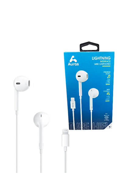 AUras In-Ear Headphones Compatible with iPhone with Lightning Plug, White
