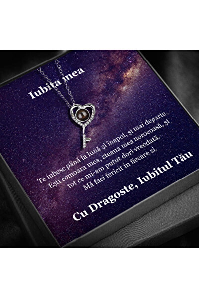 AVAMSI Girlfriend Gift Set – Key of Destiny Pendant Necklace in Rhodium Plate...