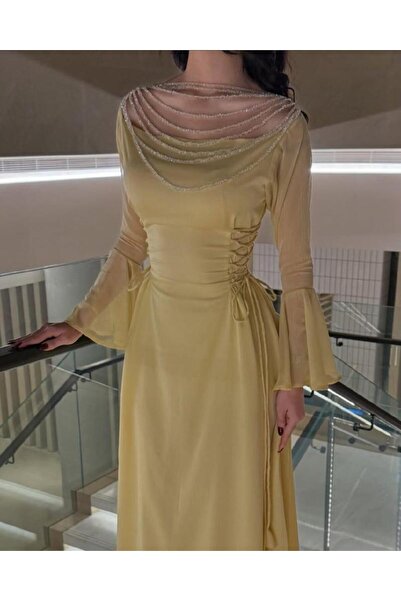 Masha Mashaeil ~ شيفون جورجيت ليموني كلفه اكسسوار