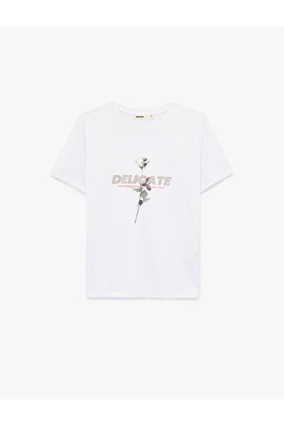 Koton Regular Fit Short Sleeve Crew Neck Printed Cotton T-Shirt